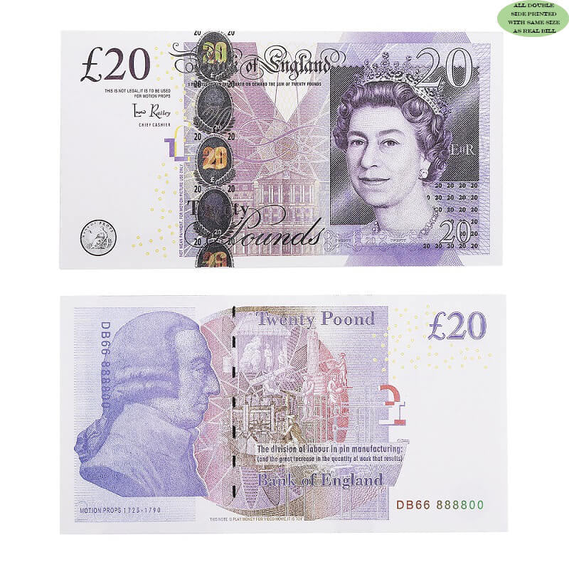 PROP MONEY UK £20 GBP POUNDS REALISTIC MONEY