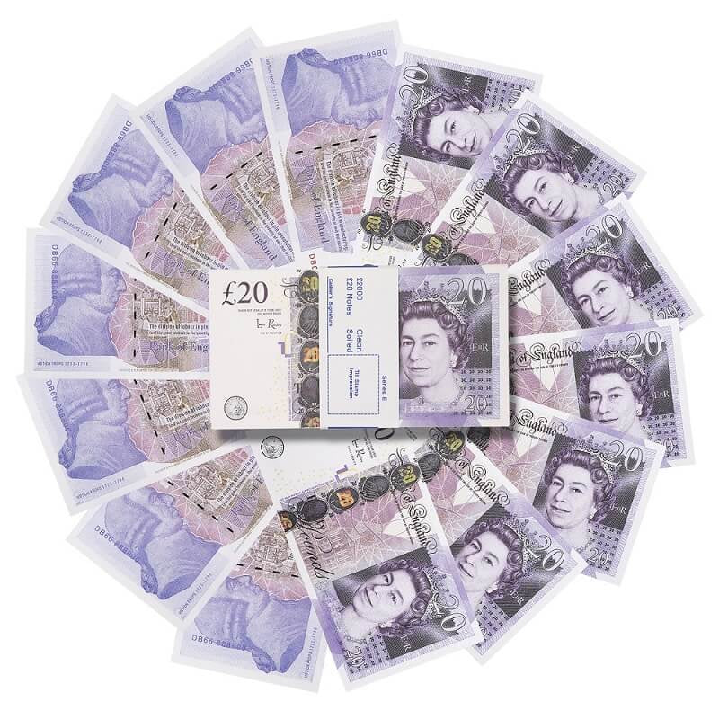 PROP MONEY UK £20 GBP POUNDS REALISTIC MONEY